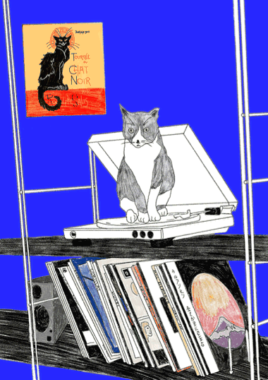 Cat on a record player - animation