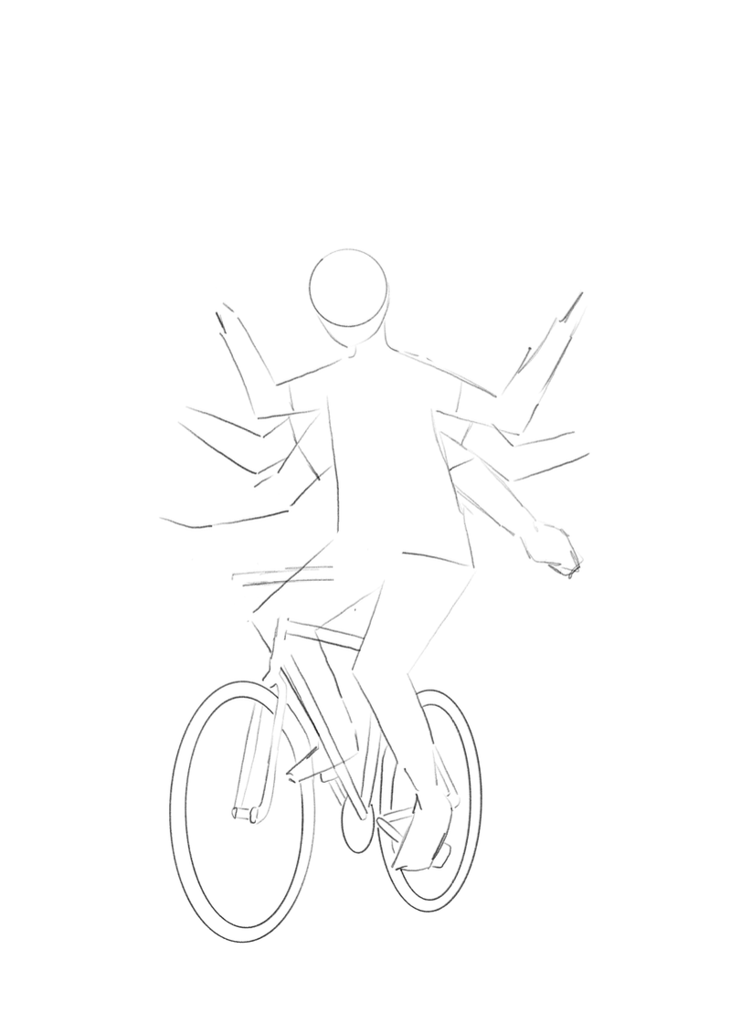 Early sketch - cyclist with multiple arms
